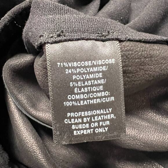 Lafayette 148 Leather Suede Front Stretch Skinny Pants SIZE S Black Leggings - Picture 5 of 11